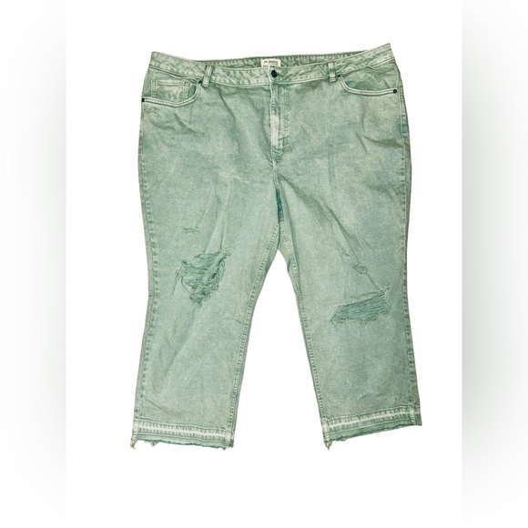 “MAURICES” Plus Size 24W Acid Green Ripped Jeans NWOT 🏷️​ - Picture 1 of 9